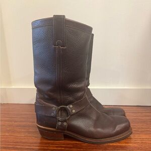 RARE Vintage Chippewa Buffalo Bison Leather Square Toe Harness Boots 10 1/2 D